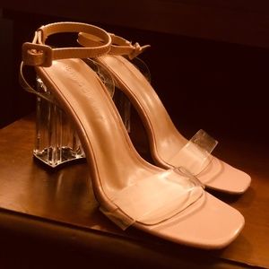 Brand new Clear heel and strap pink Wild Diva Lounge heels